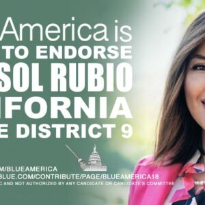 Blue America is proud to endorse Marisol Rubio in CA State Senate District 9. Smiling face of pretty brown haired Marisol.